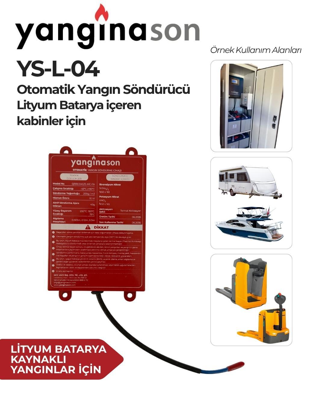 Yangınason YS-L-04 Otomatik Yangın Söndürücü – Lityum Batarya Kabinleri İçin